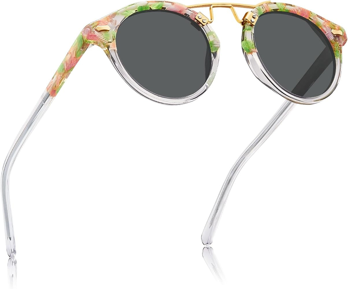 CARFIA Small Face Acetate Polarized Sunglasses for Women UV Protection, Retro Double Bridge Eyewe... | Amazon (US)