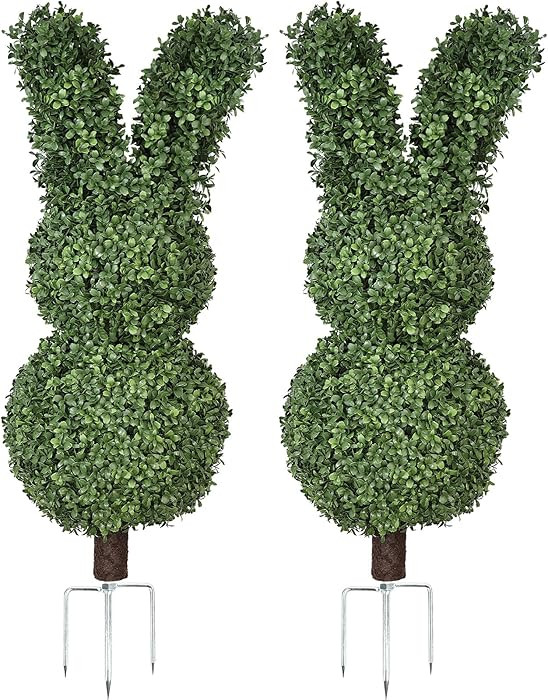 Boxwood Bunny Topiary – 36'' UV-Resistant Artificial Rabbit Tree for Easter Decor, Outdoor/Indo... | Amazon (US)