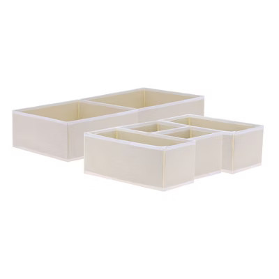 Unique Bargains Fabric Collapsible Storage Organizer Storage Bin 6 Pcs Beige | Target