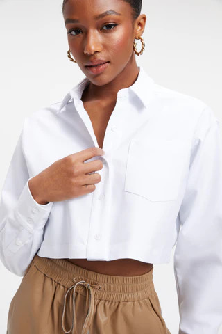 The Good Shirt Cropped White001, Size 0 | Good American