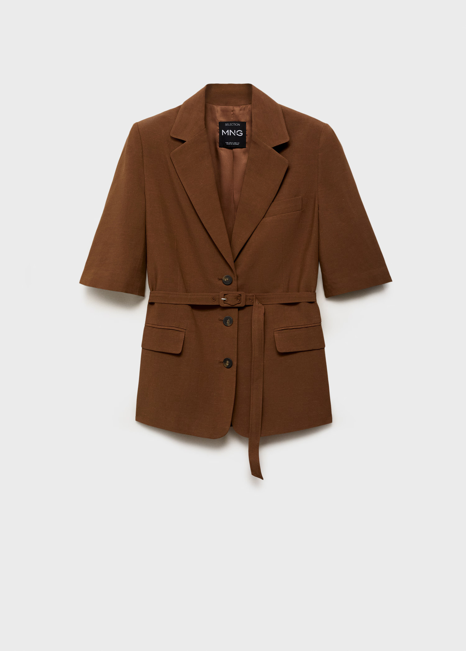 Linen-blend suit blazer with belt - Women | MANGO USA | Mango (US/MX/AU)