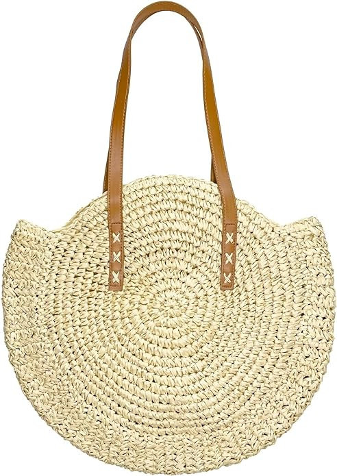 Seamido Straw Bag Handwoven Beach Bags Corn Straw Tote Woven Shoulder Bag For Women | Amazon (US)
