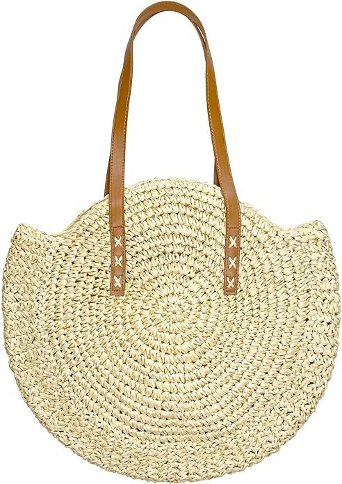 Seamido Straw Bag Handwoven Beach Bags Corn Straw Tote Woven Shoulder Bag For Women | Amazon (US)
