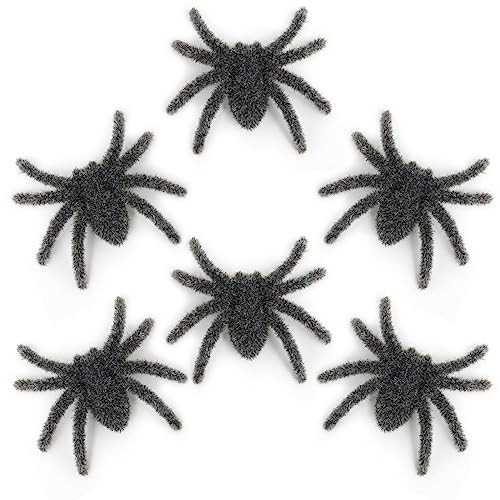 Halloween Spider Decoration Fake Spider Hairy Plastic Spider for Halloween Carnival Decorations Scary Joke Prank Props (Gray 6 Pack) | Amazon (US)
