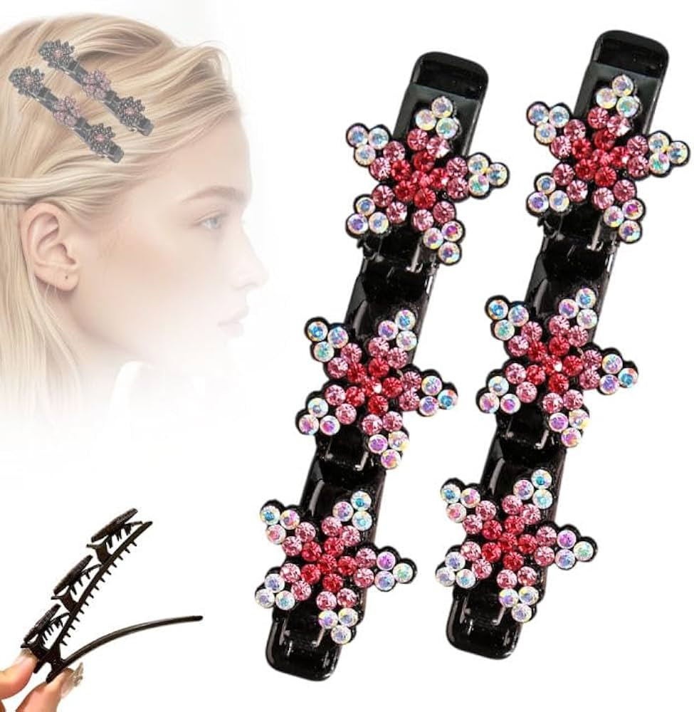 Sparkling Crystal Stone Braided Hair Clips, 2024 New Women's Braided Hair Clip, Short Hair Clips ... | Amazon (US)