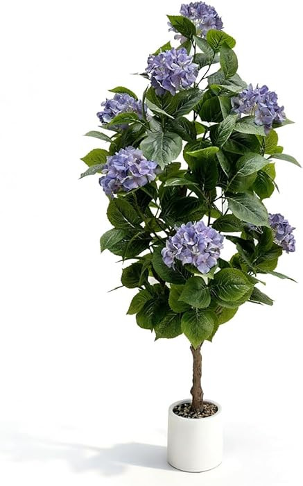 5ft Faux Hydrangea Tree, Artificial Hydrangea Tree Indoor, Fake Silk Hydrangea Plant with Light P... | Amazon (US)