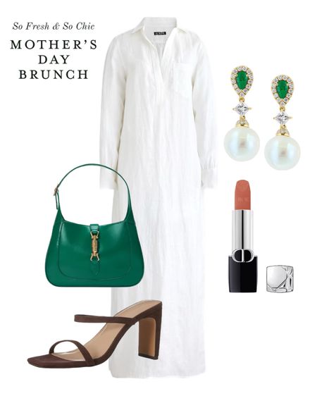 Mother’s Day brunch outfit! Dress runs long and big. Size down. If you’re petite, you will have to hem this or wear high heels.
-
Green Gucci Jackie bag - Emerald and Pearl drop earrings - dior nude lipstick - matte lipstick - brown suede heels - Strappy sandals brown suede - summer shoes - summer dress - spring outfit - white dress outfit - white midi dress j crew - white maxi dress j crew - brunch dress - white dress - date night - modest outfit #ltksalealert - Mother’s Day gifts 

#LTKmidsize #LTKitbag #LTKstyletip