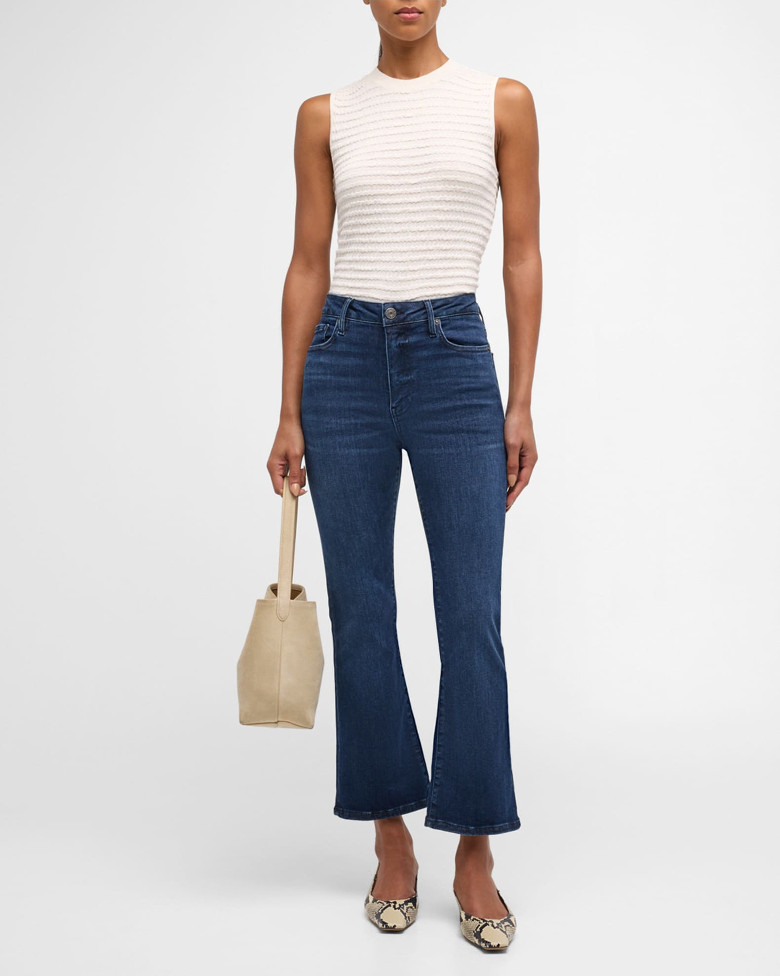 Smocked Sleeveless Crewneck Top | Neiman Marcus