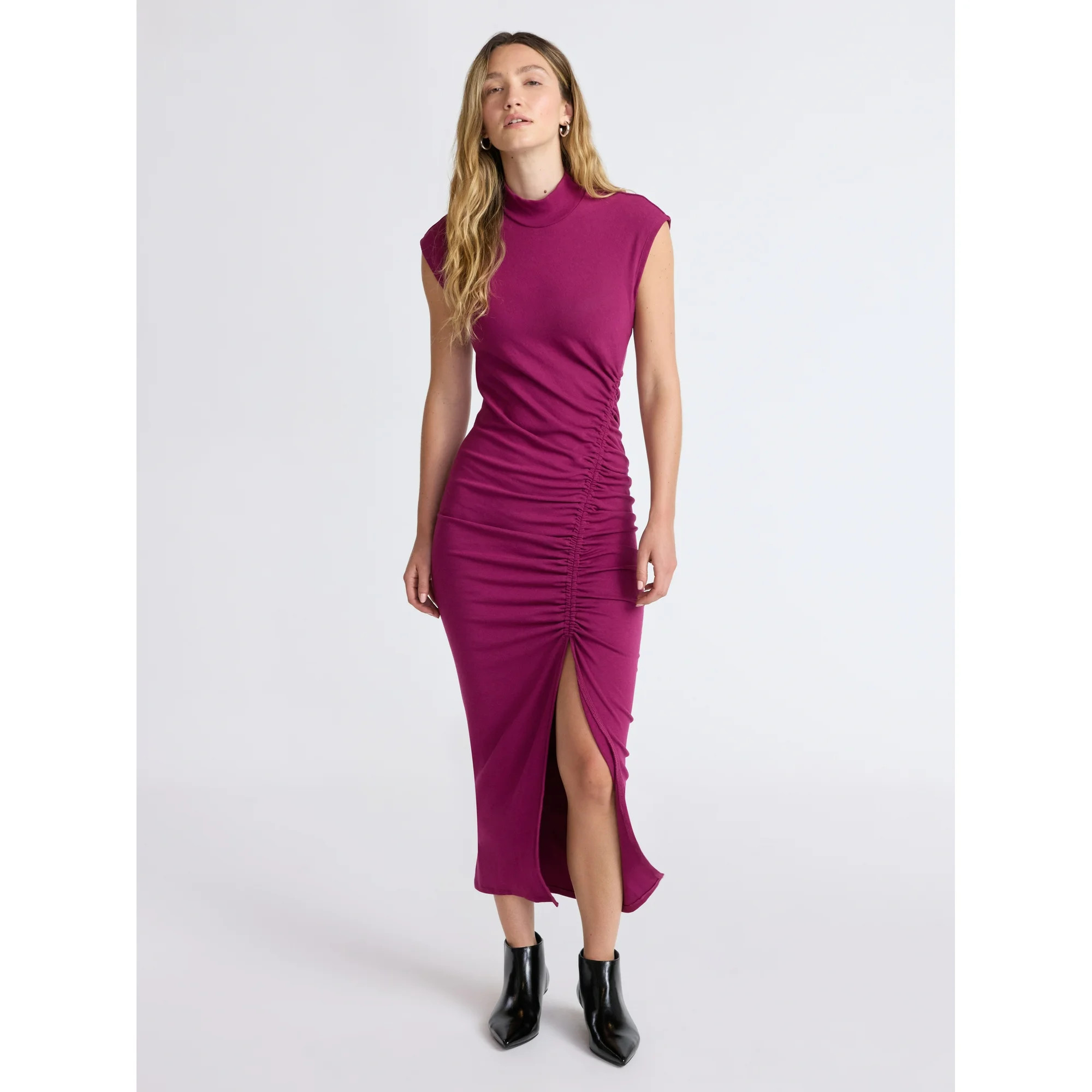Scoop Women’s Jersey Knit Maxi Dress with Side Ruching, Sizes XS-XXL | Walmart (US)