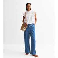 Women's Tall Blue Drawstring Waist Wide Leg Trousers New Look | New Look (UK)