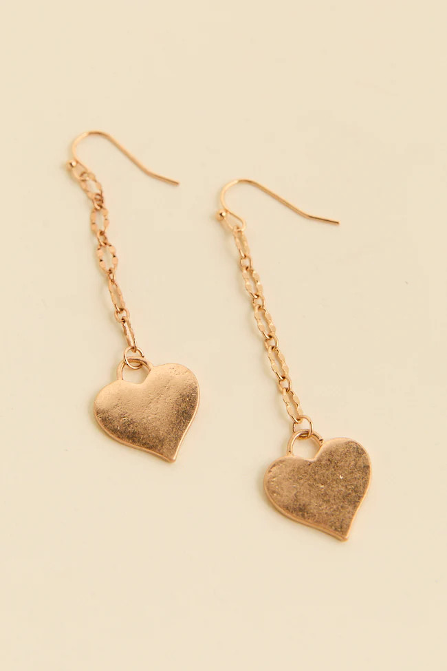 Ariella Gold Linear Heart Earrings | Pink Lily