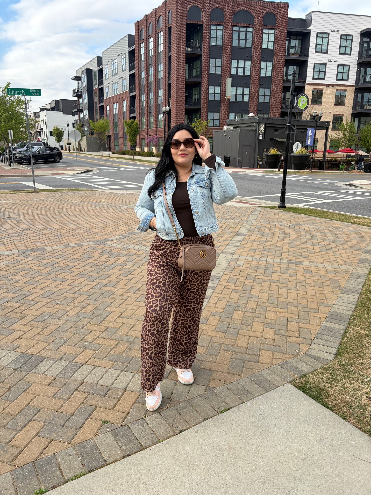 Wearing size L in the pants, they are super comfy and stretchy 