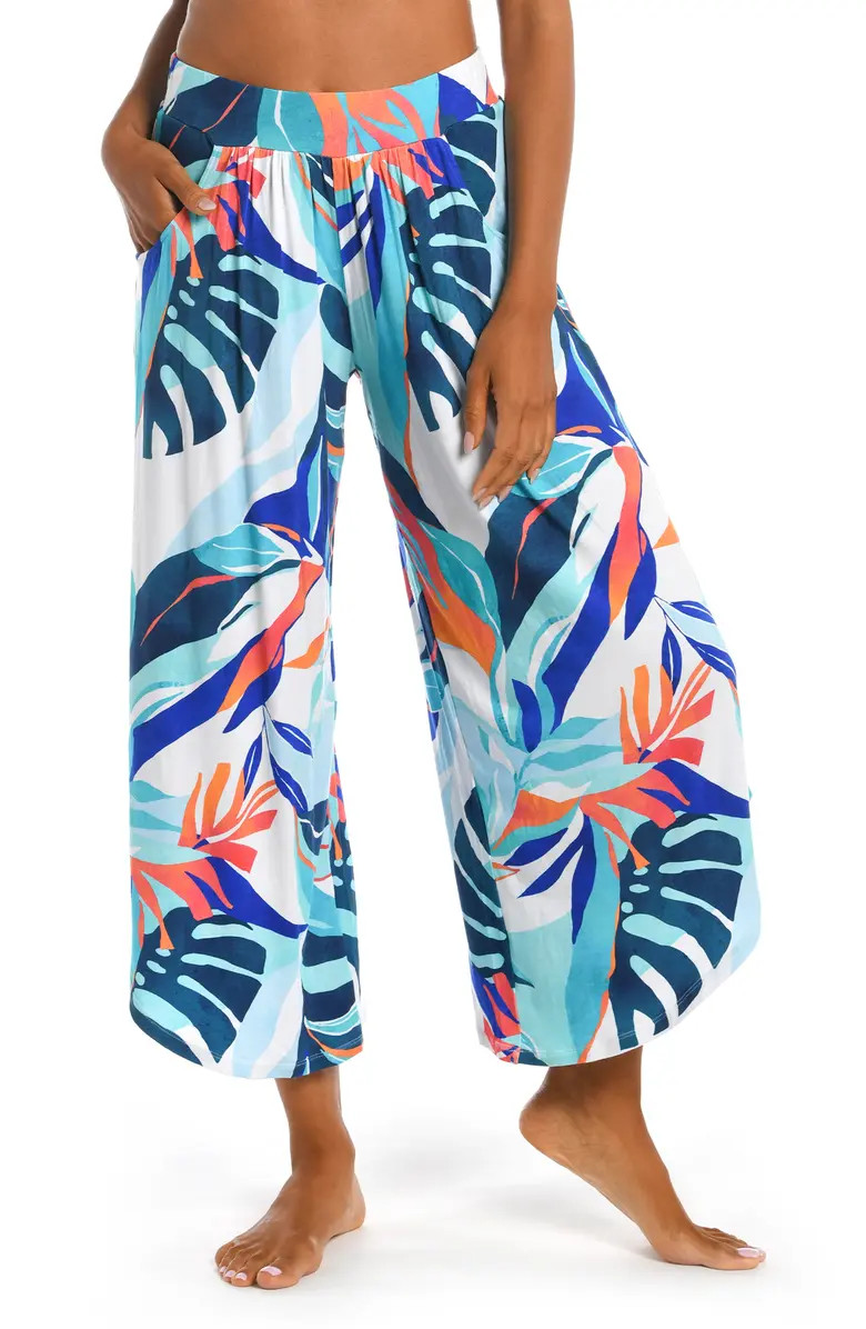La Blanca Coastal Palms Knit Cover-Up Palazzo Pants | Nordstrom | Nordstrom