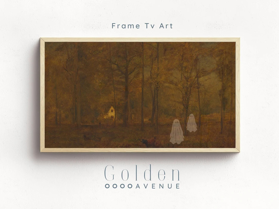 Halloween Samsung Frame TV Art, Vintage Ghost Painting Digital Download, Fall Forest Spooky Lands... | Etsy ROW