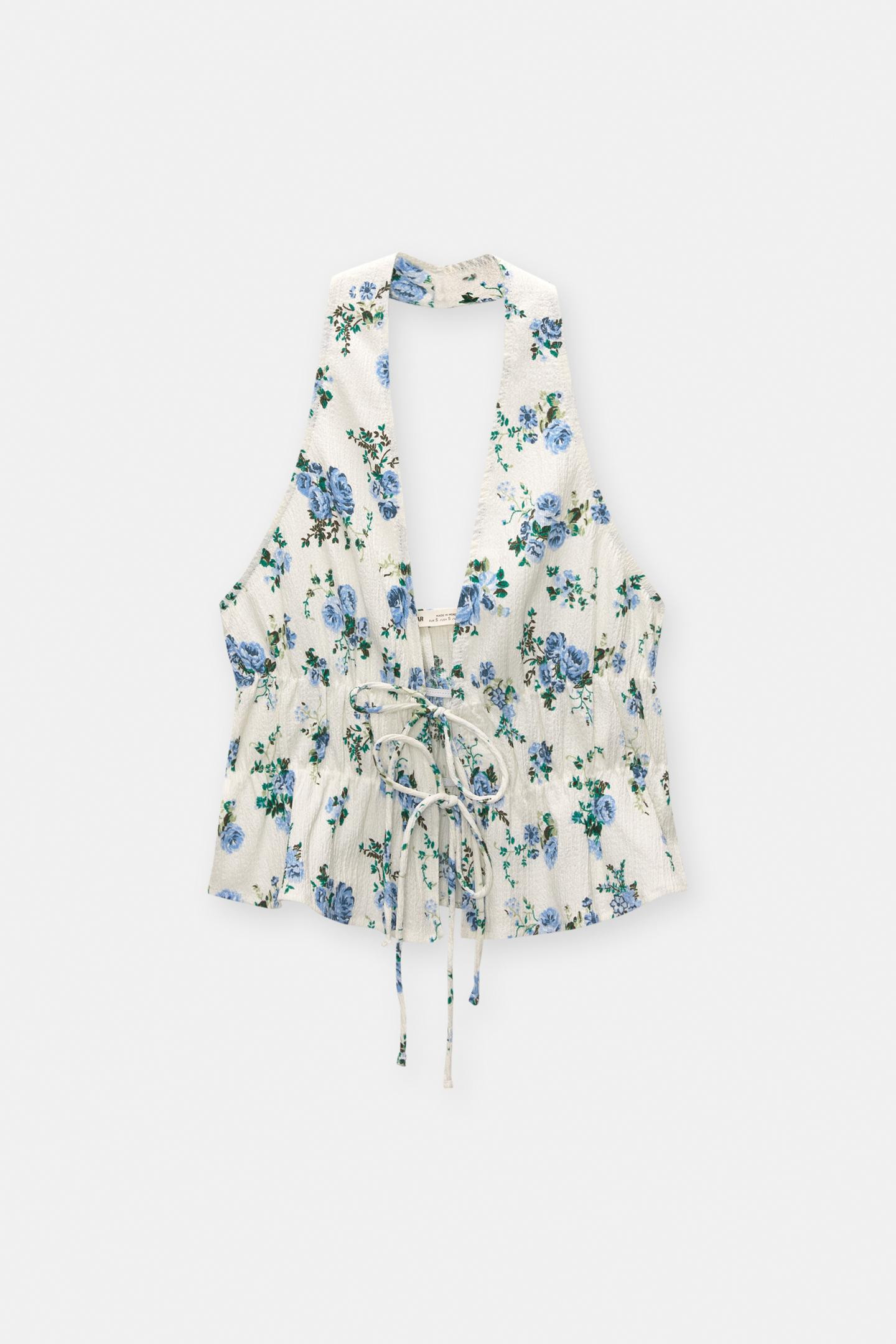 Floral halter neck top | PULL and BEAR UK