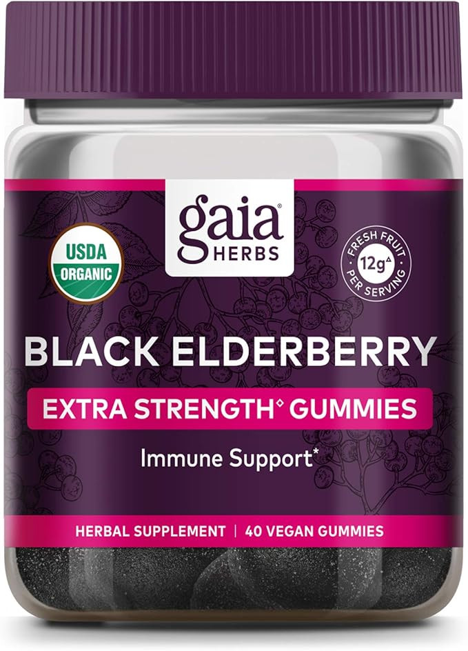 Gaia Herbs Black Elderberry (Sambucus Nigra) Extra Strength Gummies - Delicious Immune Support Su... | Amazon (US)
