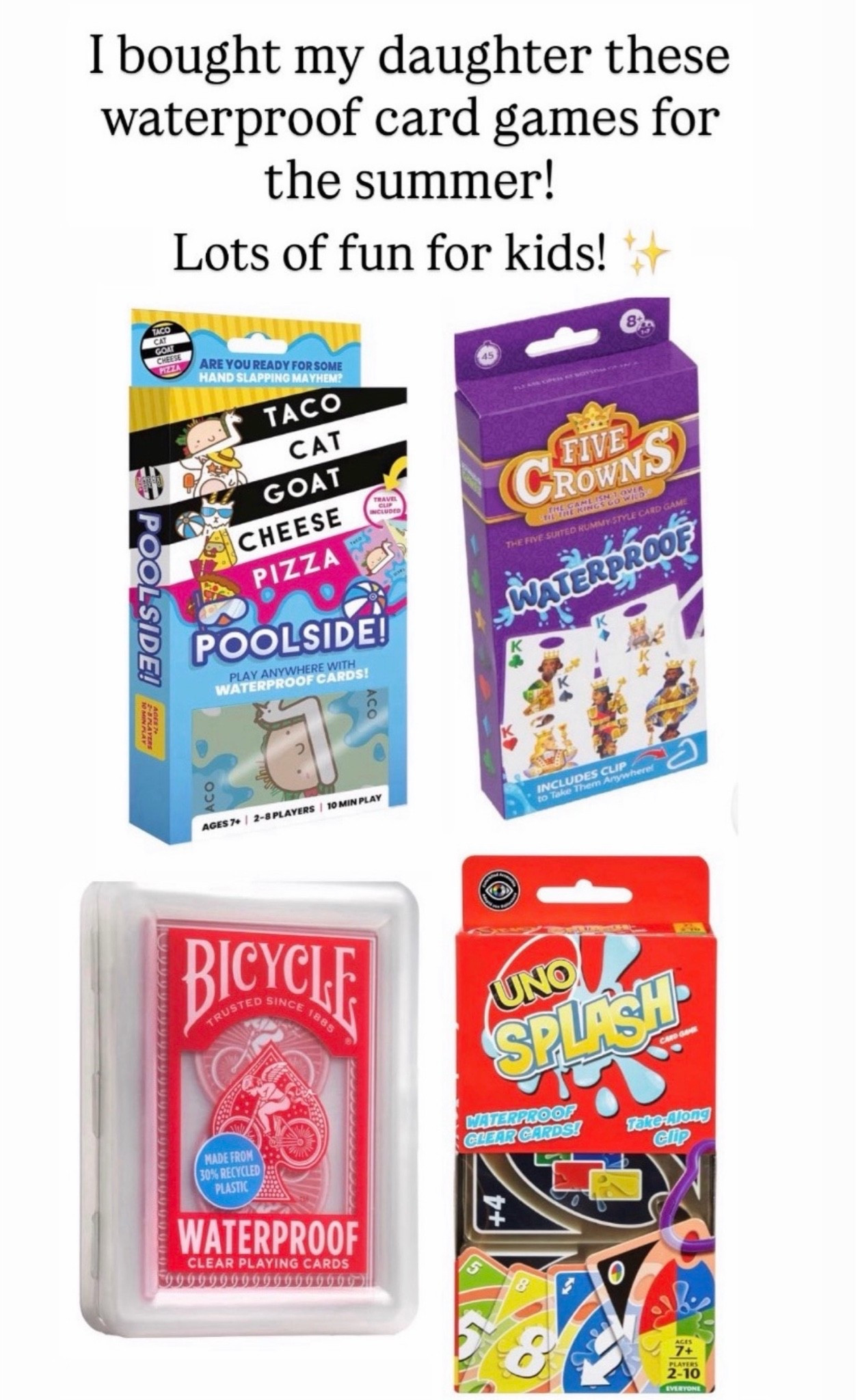I’m loving these waterproof games for kids. I have all four of these and they’re perfect for pool days or beach days. ￼

#LTKmomlife
