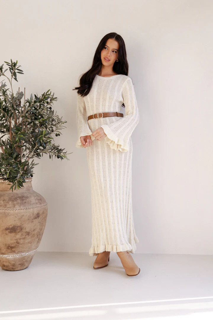 Colter Long Sleeve Maxi Dress - White | Petal & Pup (US)