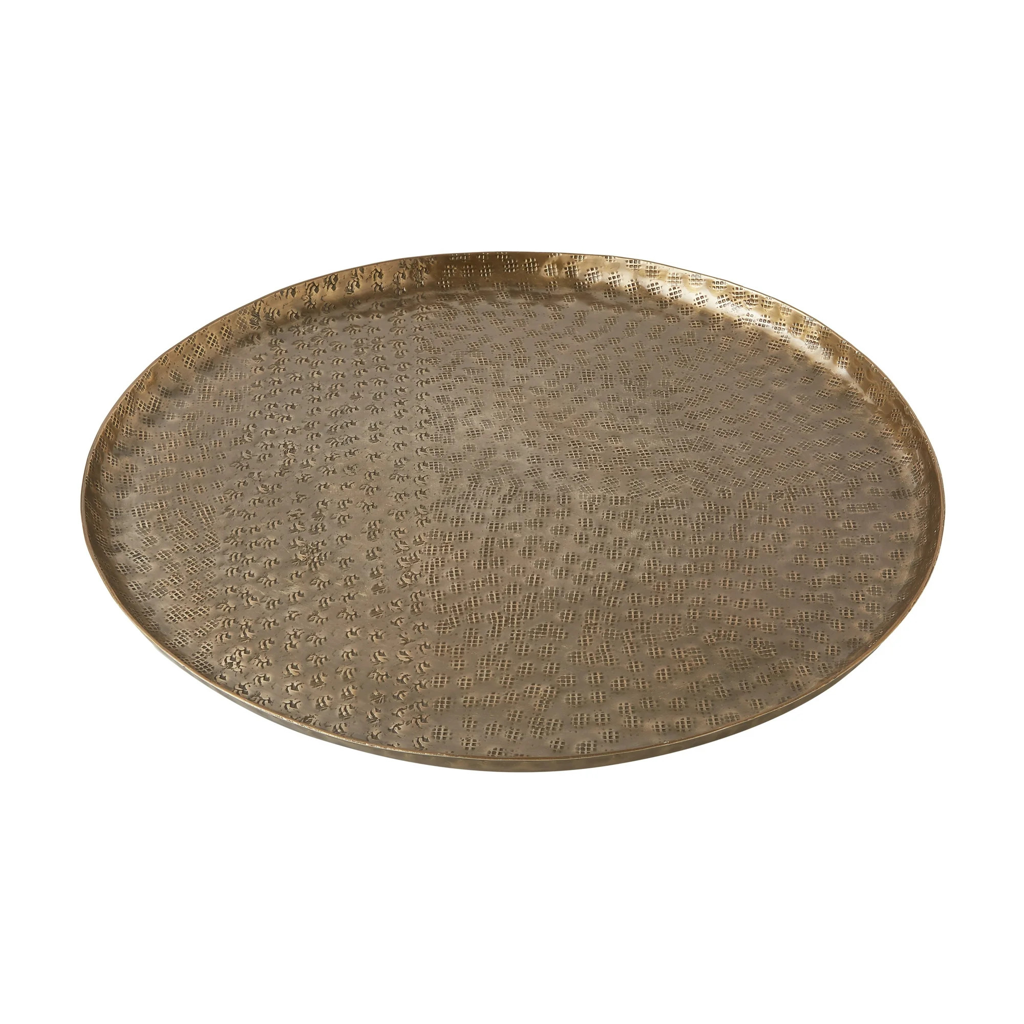 Better Homes & Gardens 16" Round Antique Brass Hammered Metal Tray by Dave & Jenny Marrs | Walmart (US)