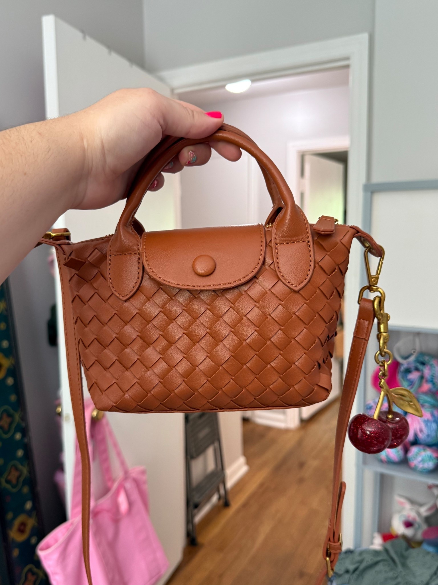 Woven pouchette crossbody bag, cherry bag charm, Amazon find 

#LTKSeasonal #LTKFindsUnder50 #LTKItBag