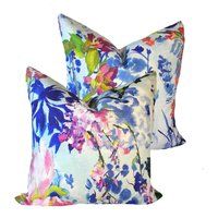 Majolica Cornflower Custom Pillow Cover - Designers Guild Throw Pillow, Blue Floral Cushion, Linen P | Etsy (US)