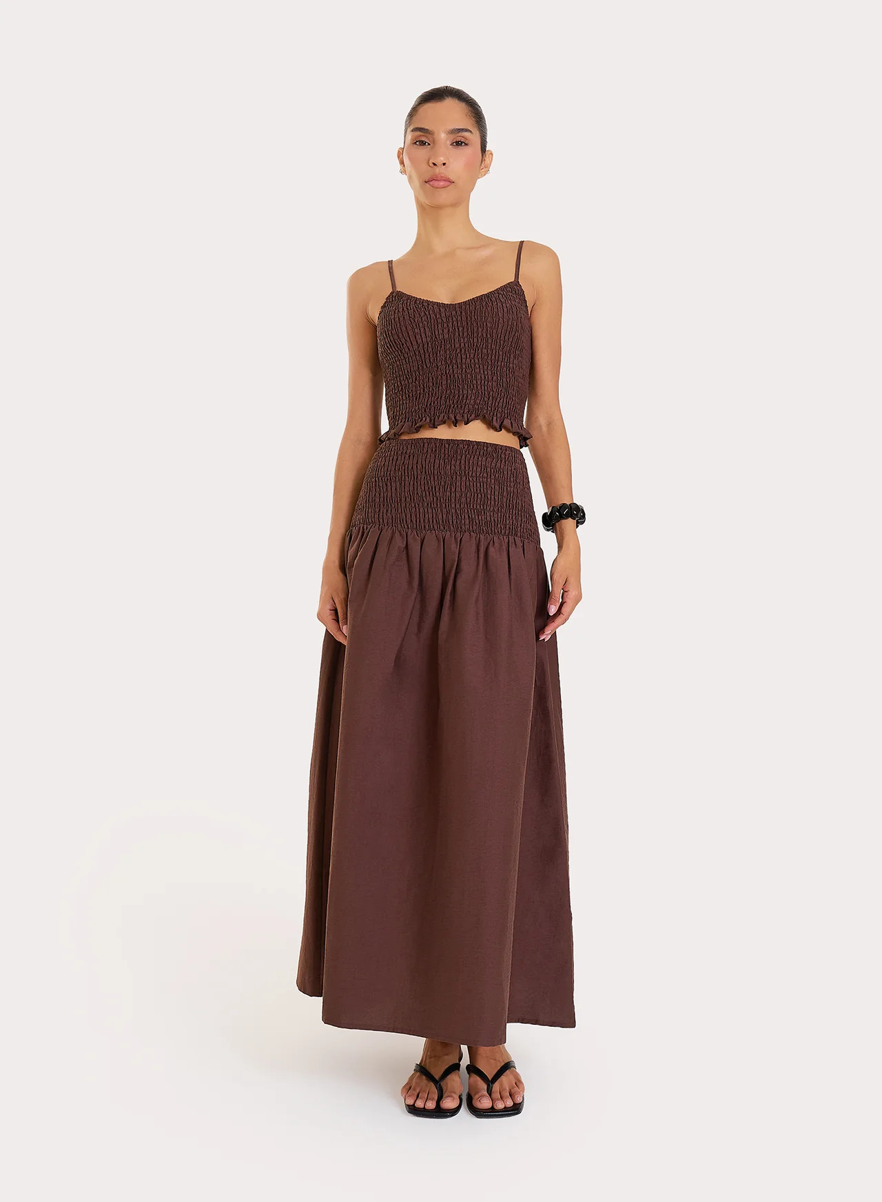Women's Chocolate Shirred Crop Top | Lowri | 4th & Reckless | 4th & Reckless