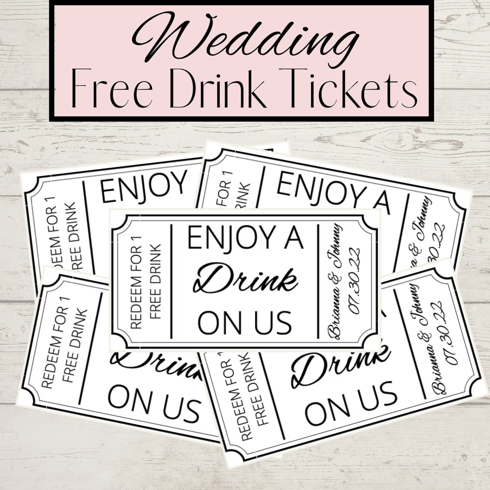 Modern Wedding Drink Ticket Template Minimal Wedding Drink Voucher Drink Tickets for Wedding Drin... | Etsy (CAD)