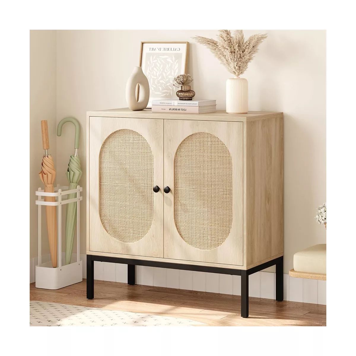 Trinity Buffet Cabinet, Rattan Storage Cabinet with Doors and Shelves, Wood Console Cabinet with ... | Target