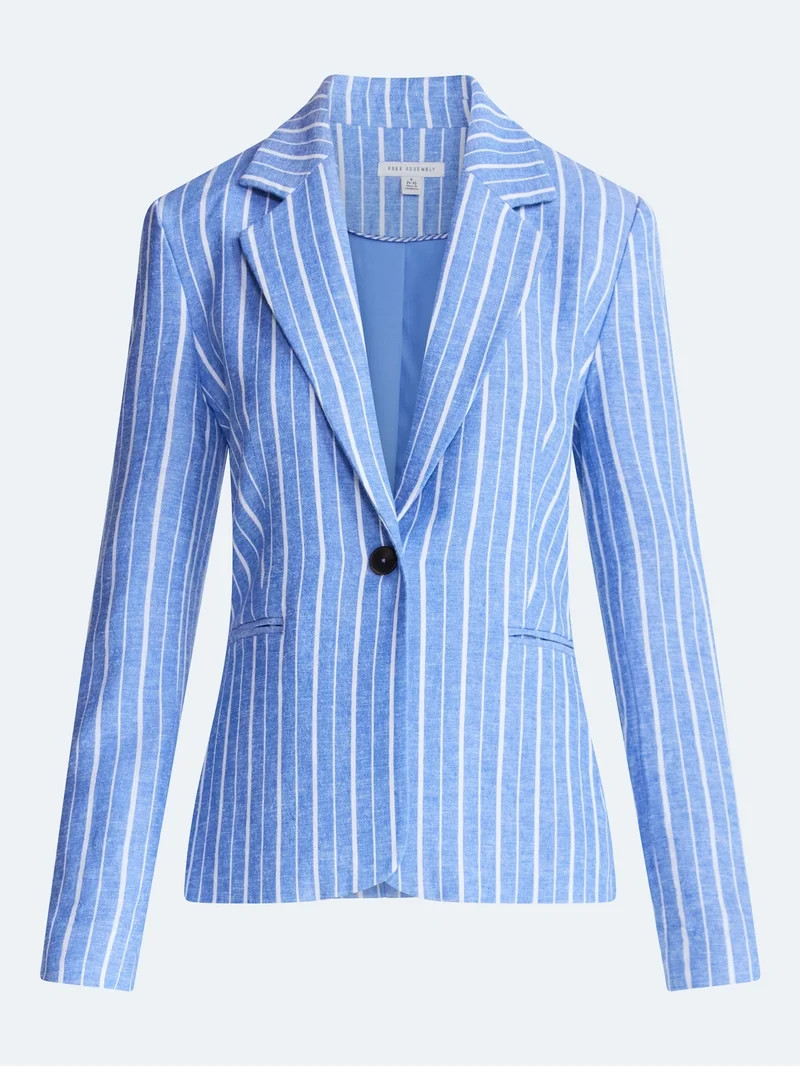 Free Assembly Women's and Women's Plus Linen-Blend Single Breasted Blazer, Sizes XS-4X | Walmart (US)