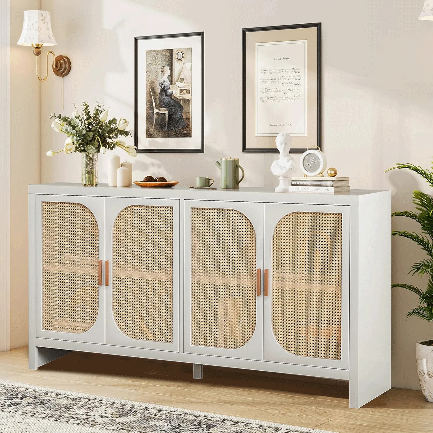 Modern Rattan  Sideboard Buffet Cabinet, Kitchen Storage Cabinet, Living Room TV Stand for TVs up... | Walmart (US)