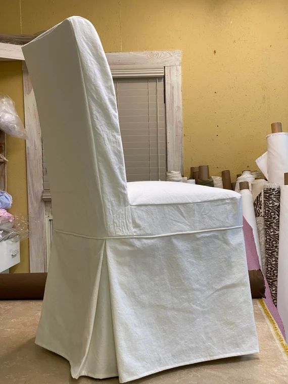 White Washed Cotton Duck Chair Slips-parsons Chair | Etsy | Etsy (US)
