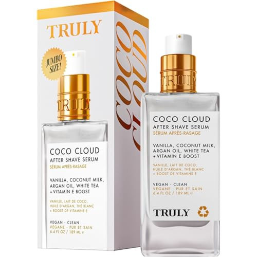 Truly Beauty Coco Cloud After Shave Serum | Hydrating Post-Shave Treatment with Coconut, Vanilla & Argan Oil | Soothes Razor Burn, Redness & Ingrowns | Calming, Glow-Boosting Serum | Jumbo Size | Amazon (US)