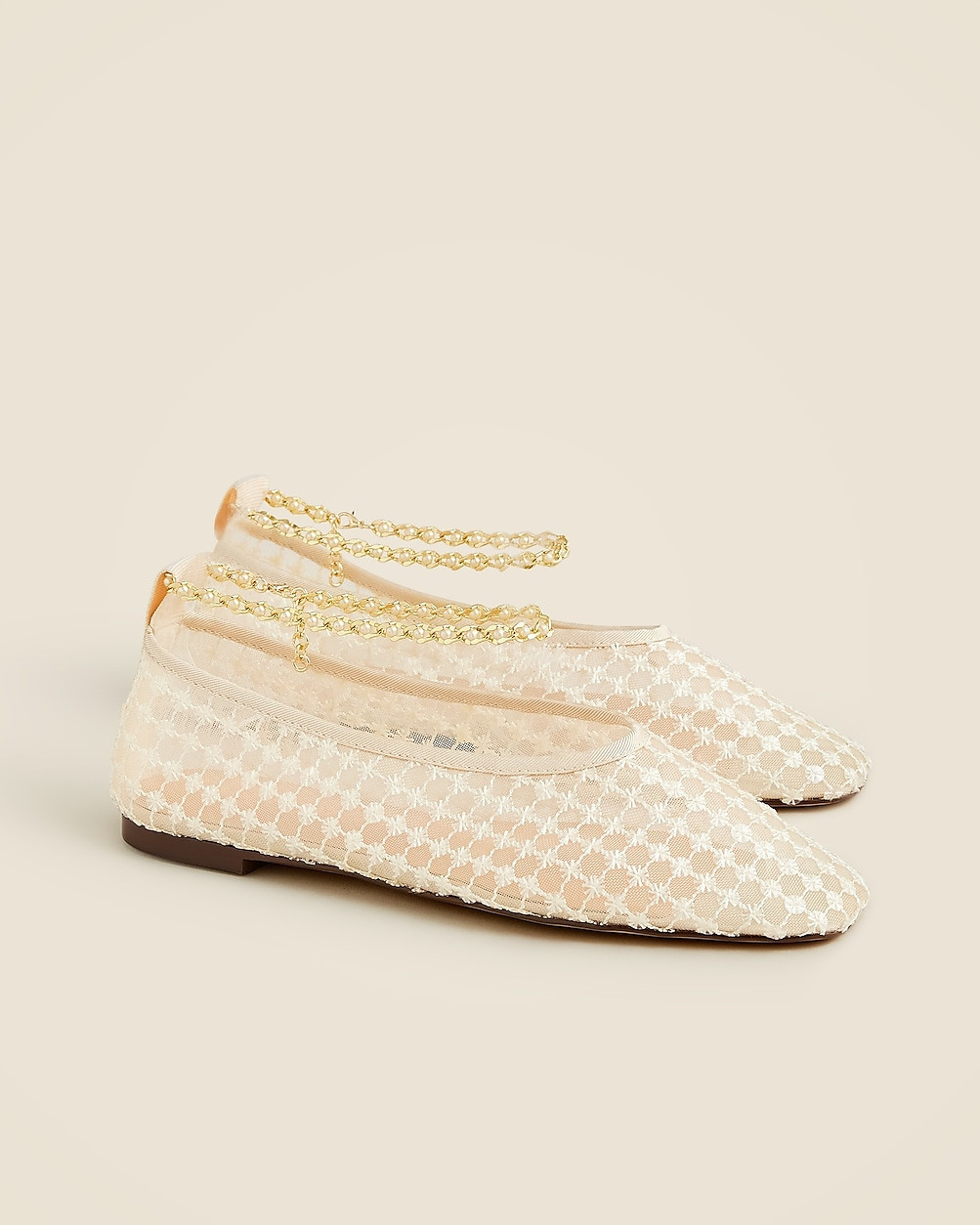 Quinn embellished removable ankle-strap ballet flats in mesh | J. Crew US