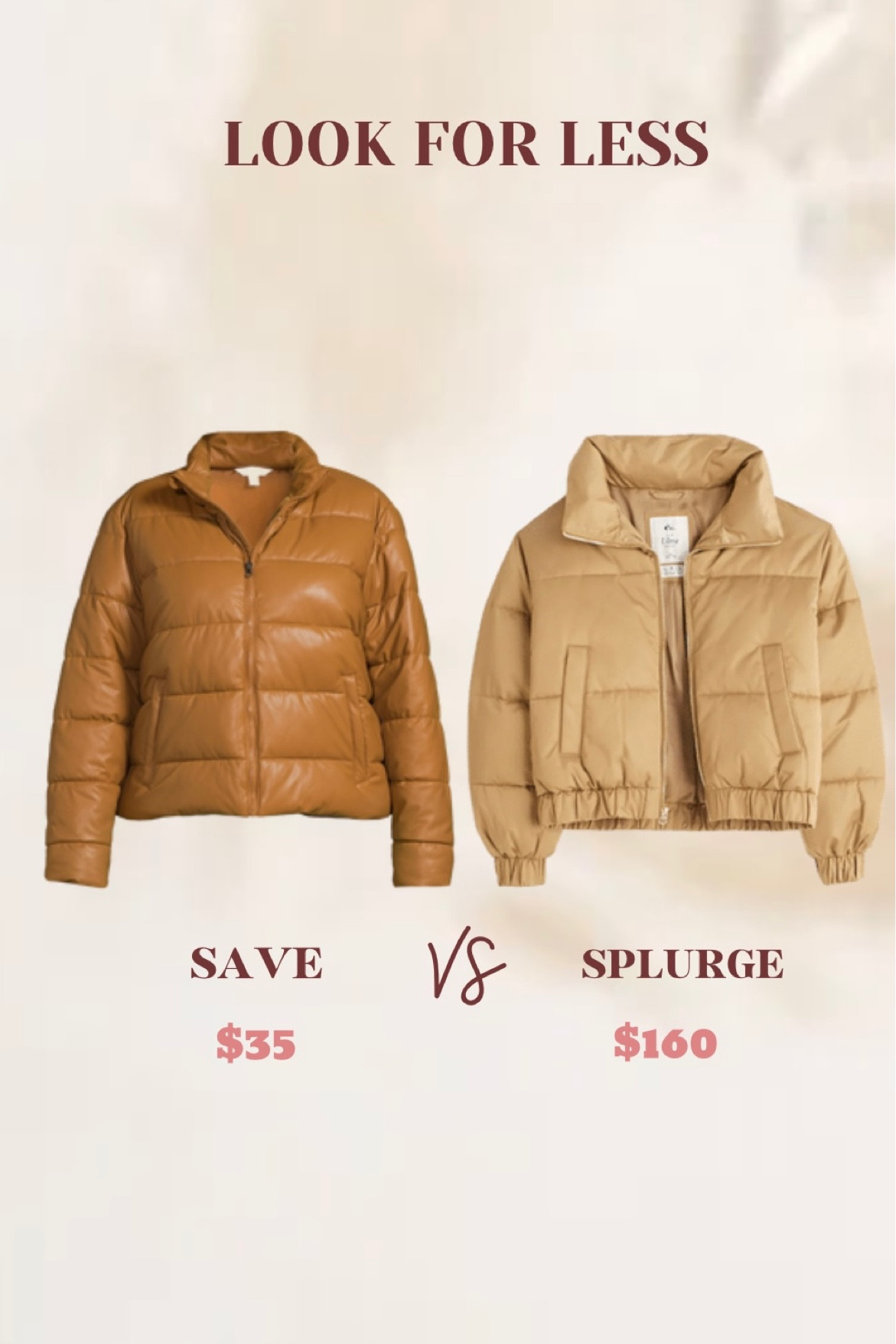 Get The Look For Less - faux leather puffer coats! 

Walmart for $35 vs Abercrombie’s $160+ 

Different colors but similar vibe! 


Walmart Fashion
Walmart Finds
Look for less 
Coats under $35
Coats under $40
Puffer Jackets 
Puffer Coats 
Faux Leather Coat 
Brown Tan Coat
Plus Size Coats
Curvy Fashion
Size 16 Style 

#LTKcurves #LTKSeasonal #LTKunder50