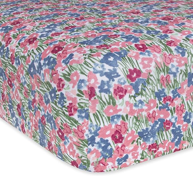 Burts Bees Baby Print Fitted Crib Sheet Organic Cotton BEESNUG - Flower Fields Floral Prints, Fit... | Amazon (US)