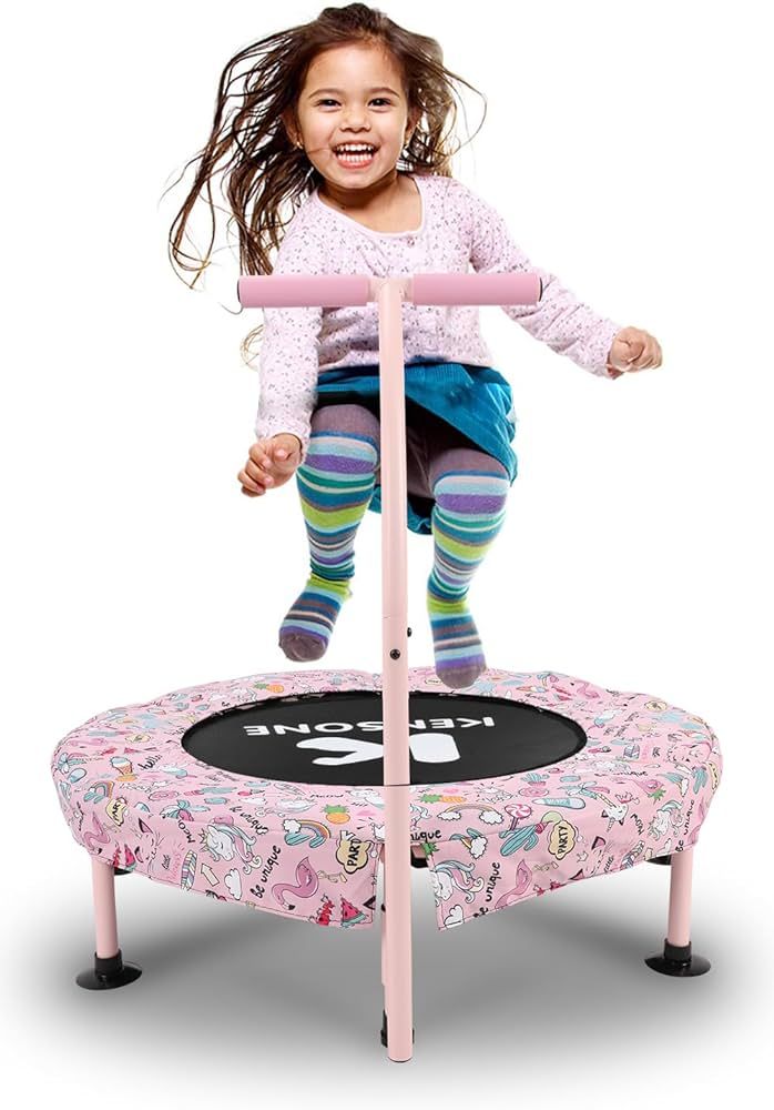 KENSONE 36" Mini Kids Trampoline, Indoor Small Recreational Trampoline for Toddlers with Foam Han... | Amazon (US)