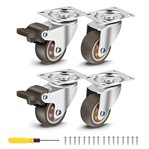 Nefish 1.5 Inch Caster Wheels Rubber Castor with Brake 360 Degree Rotation Top Plate Swivel Casters for Furniture, Table and Toolbox, 300 Pounds Capacity for Set of 4 (Free Screws and Screwdriver) | Amazon (US)