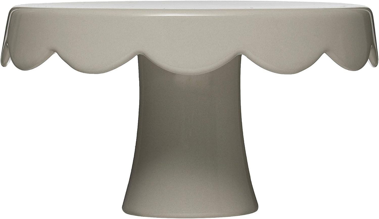 Creative Co-Op DF2736 Round Stoneware Scalloped Cake Pedestal, Grey | Amazon (US)