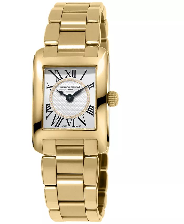 Women's Swiss Classic Carree Diamond (1/20 ct. t.w.) Gold-Tone Stainless Steel Bracelet Watch 23m... | Macys (US)