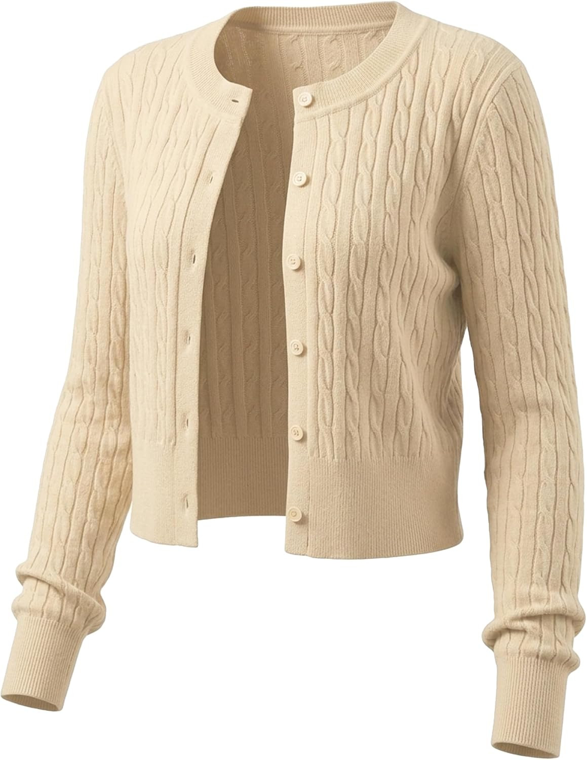LETDIOSTO Women's Lightweight,Micro-Cable Cropped Cardigan Sweaters XS-XL | Amazon (US)