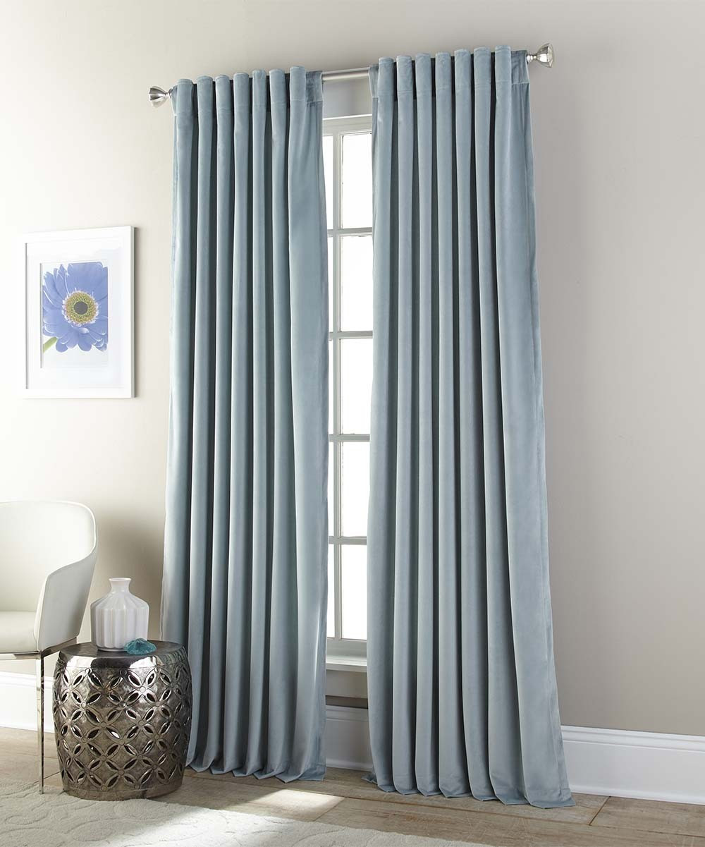 Nanshing America Window Curtains Blue - Blue Velvet Harmony Curtain Panel - Set of Two | Zulily