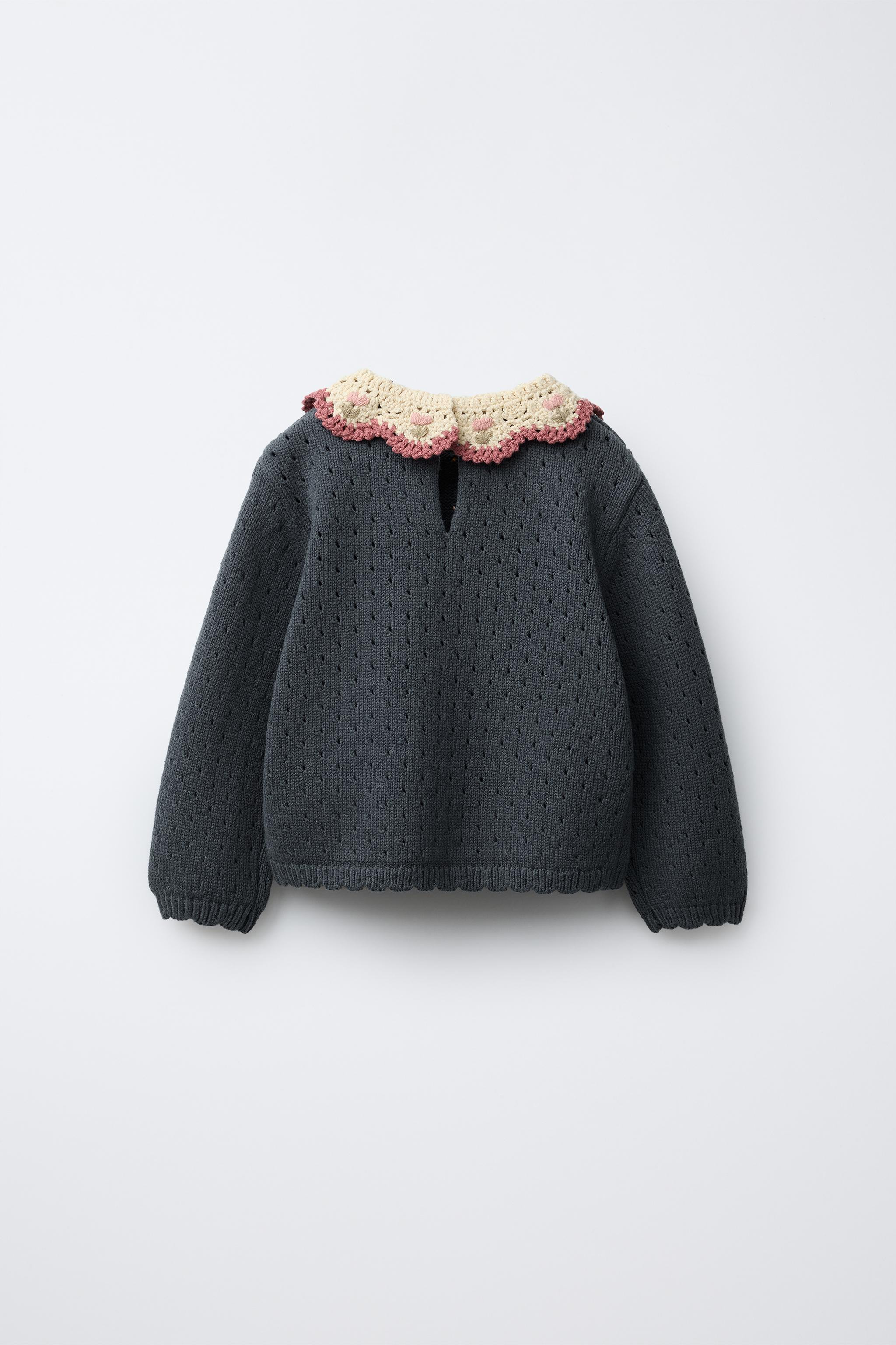 CROCHET COLLAR KNIT SWEATER | Zara US