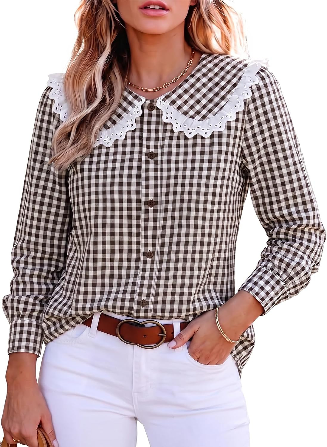 Astylish Women 2026 Gingham Button Down Shirts Tops Fall Clothes | Amazon (US)