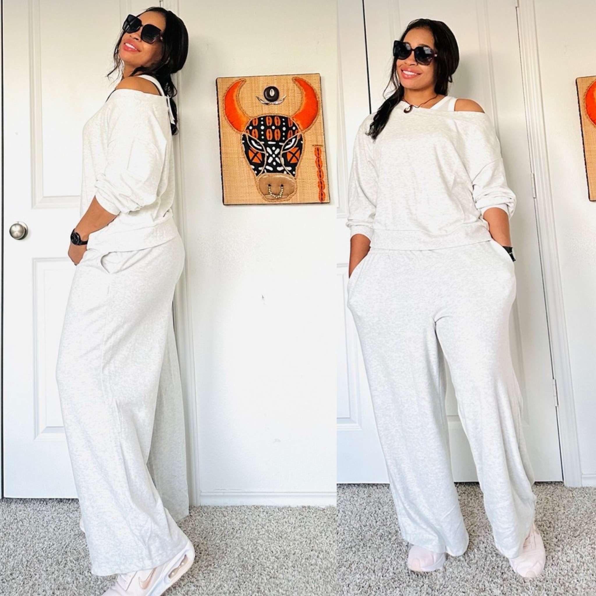 Being patient is good. However, being patient while being comfortable with being uncomfortable is toxic.

Wide-leg jersey jogger: H&M
Off-the-shoulder sweatshirt: H&M
Tank top: H&M
Shoes: Macy's
Wall art: https://www.vmartdesign.com/