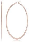 Amazon Essentials Rose Gold Plated Stainless Steel Flattened Hoop Earrings (60mm) | Amazon (US)