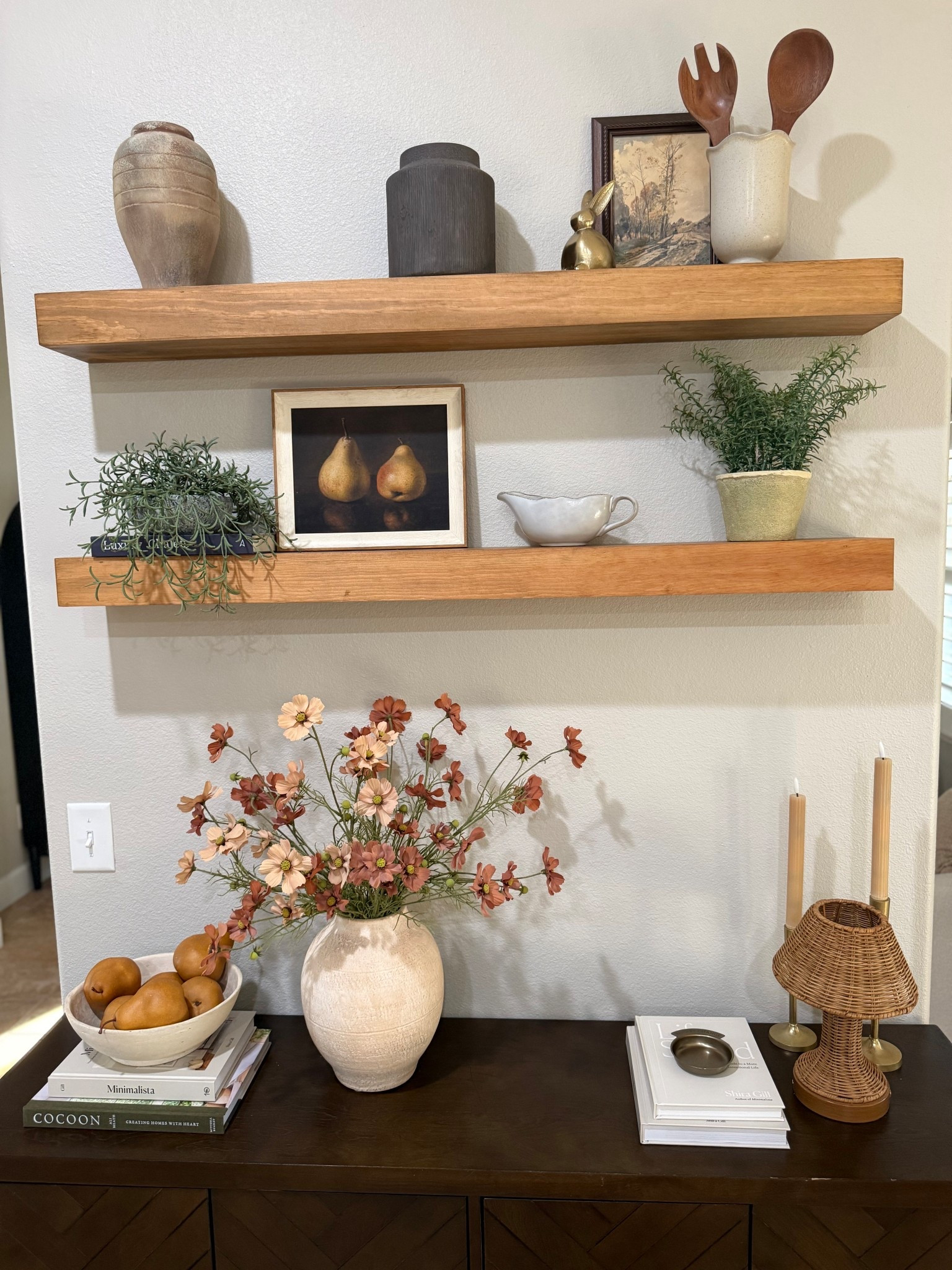 These @Wayfair floating shelves instantly elevated this wall 🤍 Warm wood, neutral layers, and timeless styling.

#LTKSaleAlert #LTKHome