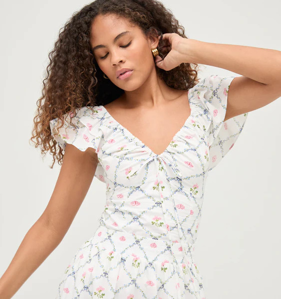 The Zuri Top - Butterfly Trellis Cotton Poplin | Hill House Home