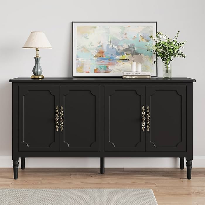 Console Cabinet, 58'' Mid Century Modern Pantry Sideboard, Wood Buffet Cabinet, Media Cabinet wit... | Amazon (US)