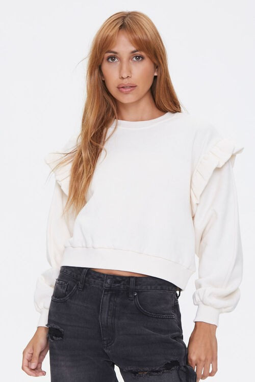 Ruffle-Trim Fleece Sweatshirt | Forever 21 (US)