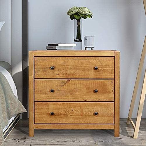Amazon.com: MUSEHOMEINC Rustic Wood with 3-Drawer Dresser,Storage Night Stand,Round Metal knobs,O... | Amazon (US)
